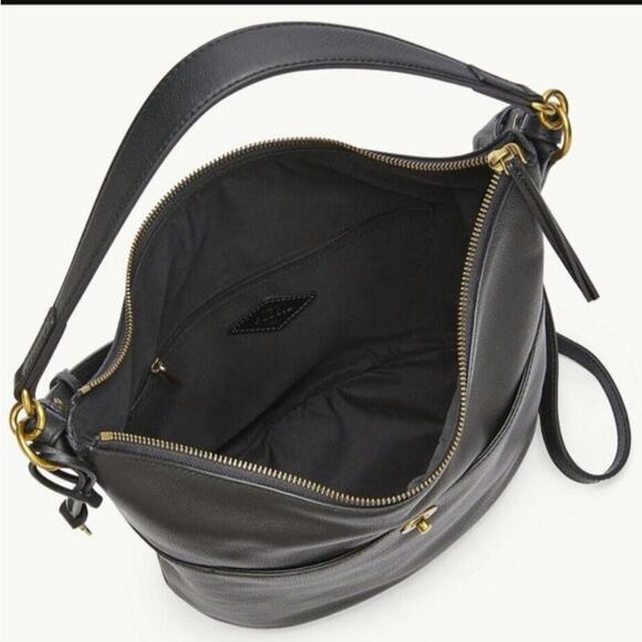 Fossil Talulla Hobo Shoulder Bag Purse Black Leather SHB2840 - Picture 3 of 13